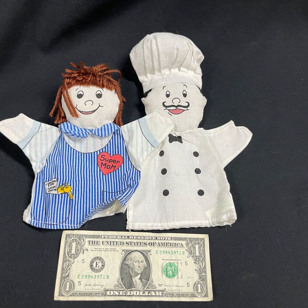 Hand Puppets Lot of 12 Towns People Teach Nurse Chef Baby - Picture 8 of 8